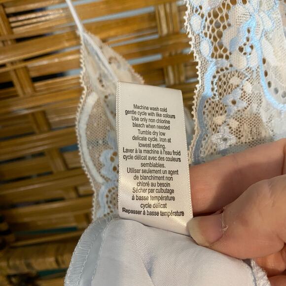 In Bloom by Jonquil Icy Blue Lace Satin Cami Shorts Set M Bridal Sleepwear - Picture 10 of 10